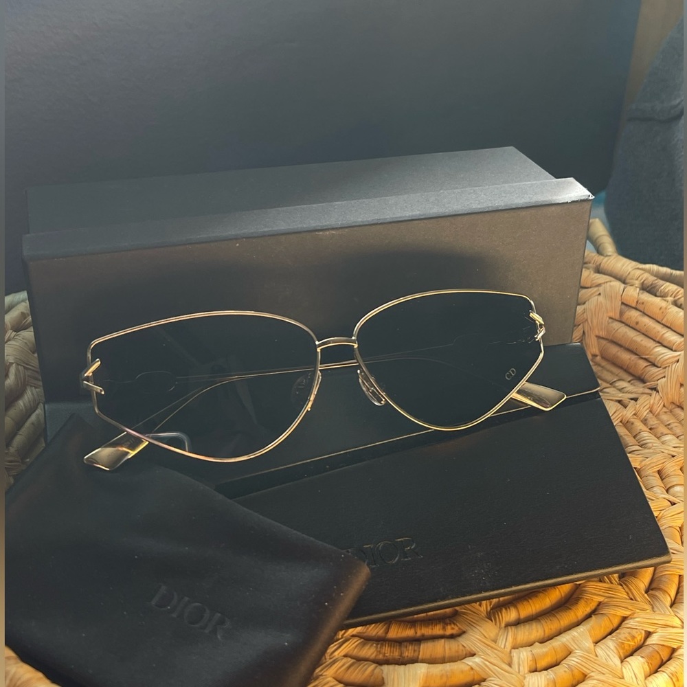 Dior Gipsy 2 Cat-eye Aviator Sunglasses Gold/Gray